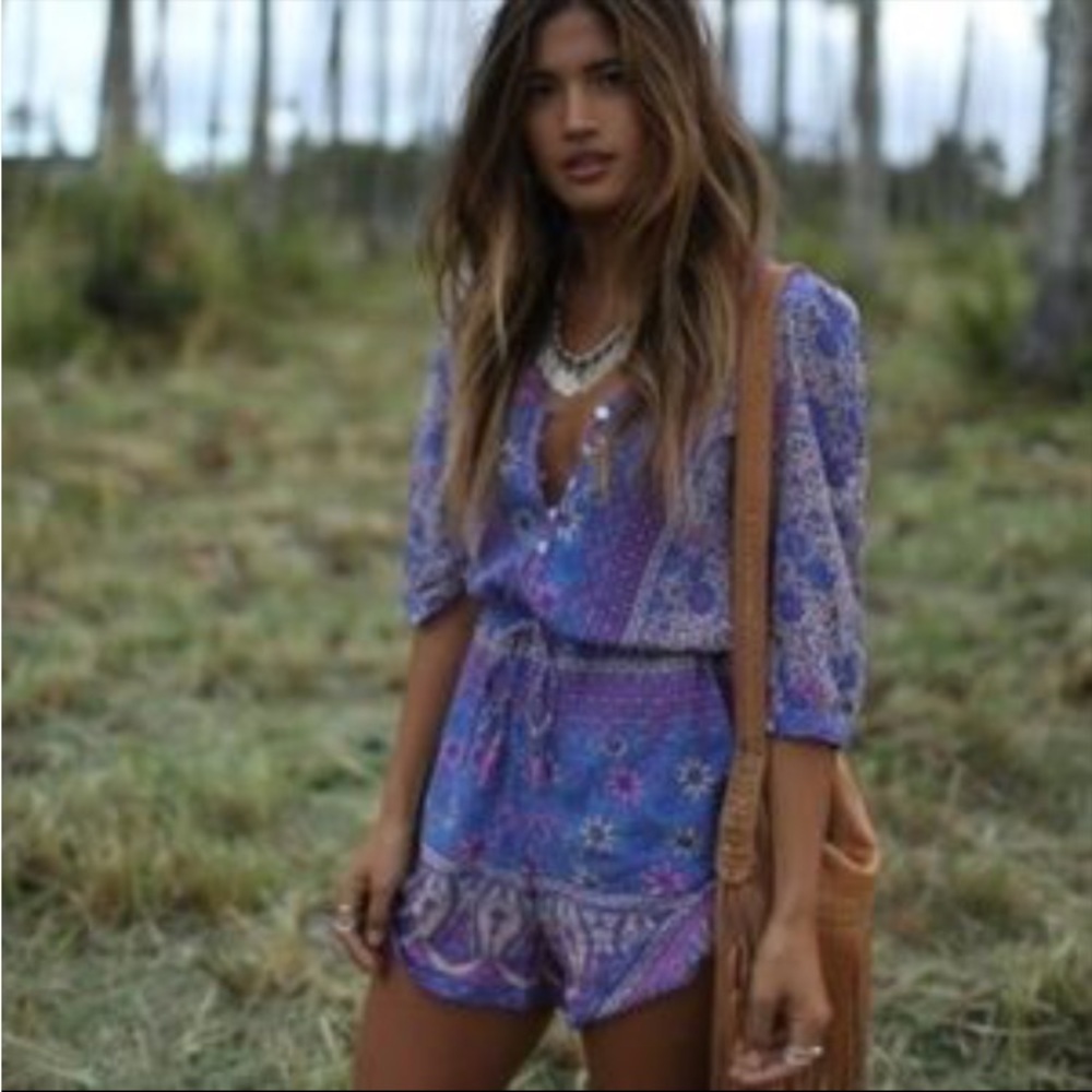Spell Purple Floral Boho Romper